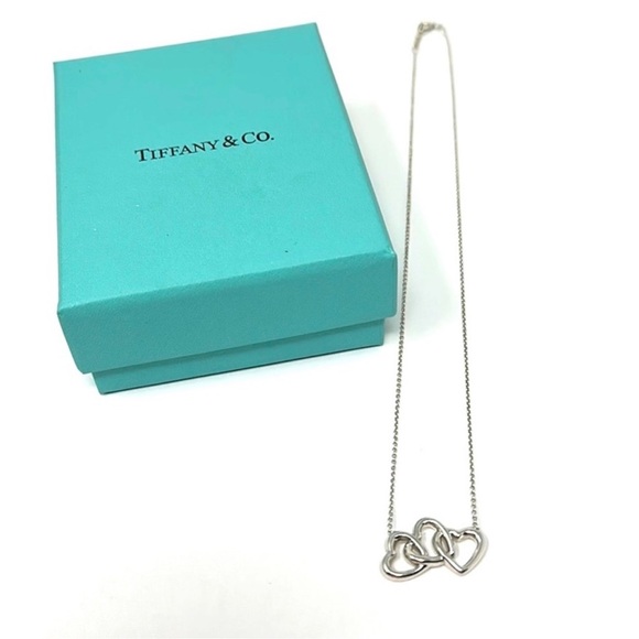 Authentic Tiffany & Co. Elsa Peretti Silver Triple Link Open Heart Necklace - Picture 10 of 14